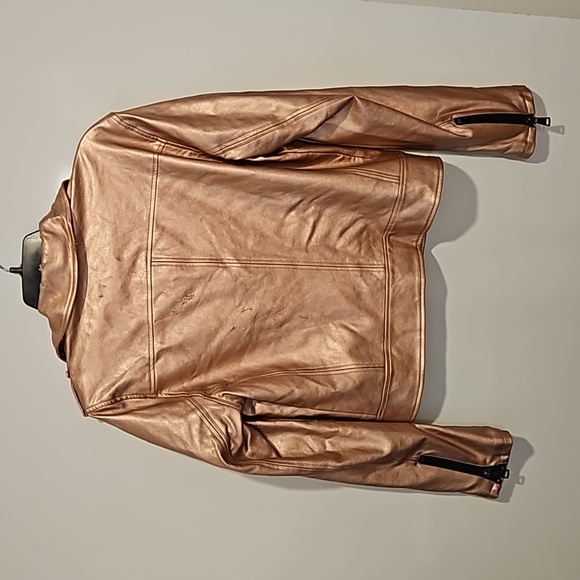 DISNEY Maleficent Sleeping Beauty rose gold faux leather jacket Med.see photos - Picture 8 of 16